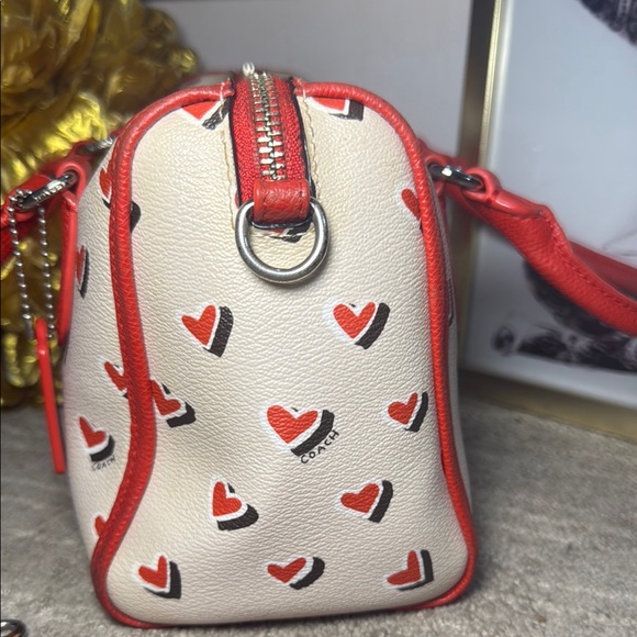 Coach Red and Cream Heart Satchel with Detachable Strap - Picture 9 of 16